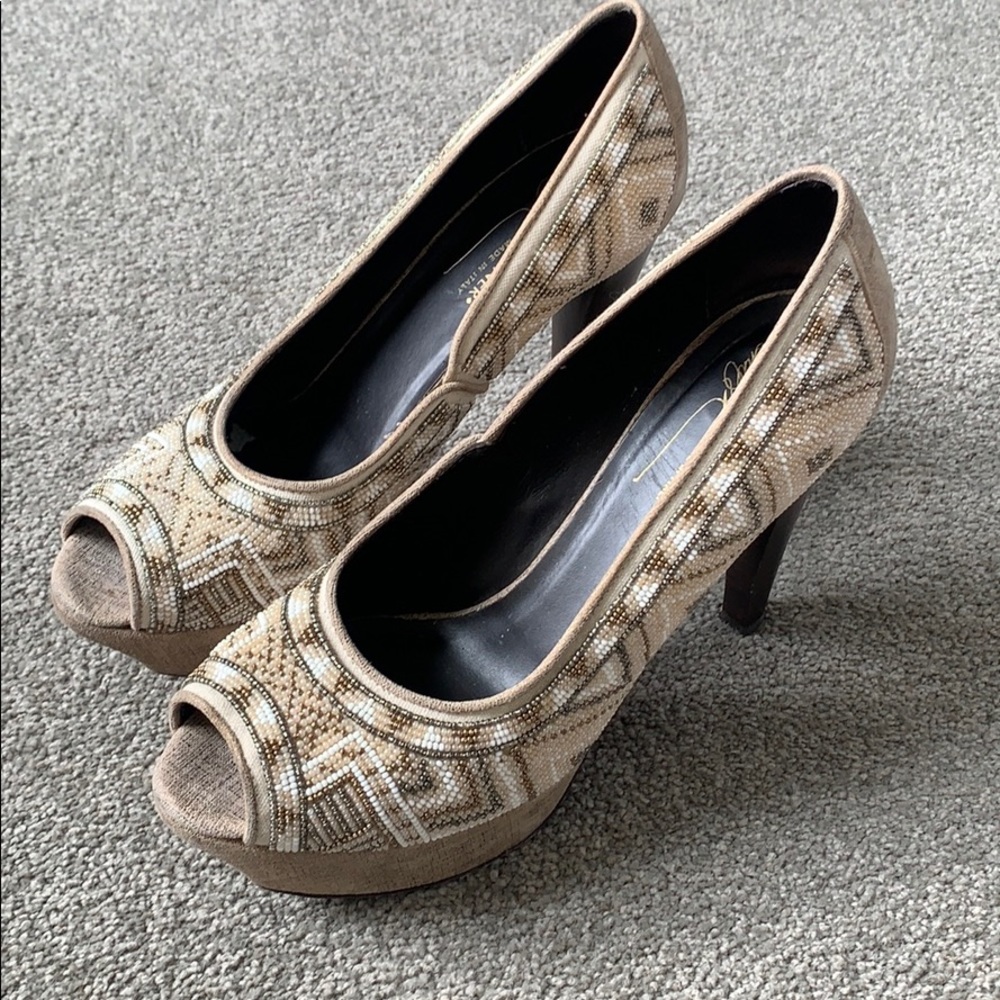 Donald J Pliner beaded platform heels